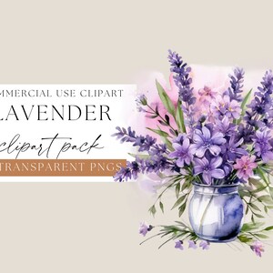 Lavender watercolor clipart, Transparent PNGs, flower Clip art, Watercolor Florals, lavender PNG&#39;s, Wedding Flowers, Summer Florals, Purple