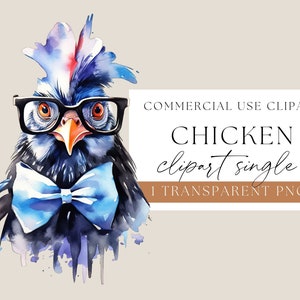 Aquarell Huhn, Hahn Clipart, Clipart Aquarell, Huhn Clip Art, Bauernhof Tiere Clipart, Huhn mit Brille Png, WPS-A14