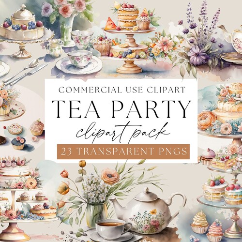 Tea Party Clipart High Tea Table Setting Mothers Day Clip - Etsy