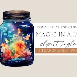 Magic in a Jar, Watercolor Clipart, Glass Jars Clipart, Magical Jars, Watercolour Jar, Commercial Use, Mason Jar, Magic Jar Png, WPCS-O34