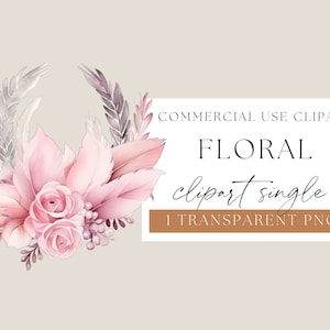 Pastel Pink Floral, Pink Floral Clipart, Watercolor Floral, Watercolour Clip Art, Pink Flower Png, Blush Floral Clipart, Floral, WPCS-F69