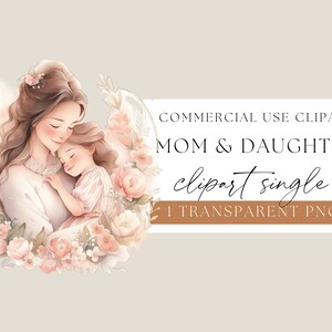 Mother and Daughter Clipart, Watercolor Mothers day clip art, Watercolour mothers day png, Mom daughter clipart, Mum clipart, WPCS-P08