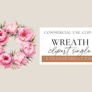 Bright Pink Peony Flower Wreath, Peonies floral wreath, Floral clip art, Watercolor Flower clipart, watercolour floral frame, WPCS-W76