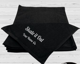 Skate Towel with Glitter Print 13x13 Square | Roller Skate Sweat Towel | Skate it Out Towel | Custom Skate Towel | Personalized Skate Towel