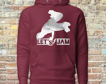 Let's Jam Roller Skate Sudadera con capucha premium unisex para hombres y mujeres