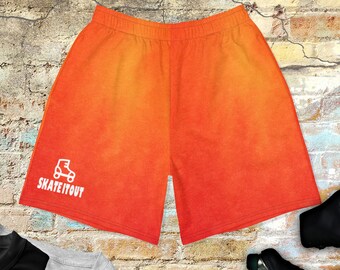 Orange Squirt Skate Shorts Unisex | Skate It Out Orange Abstract Print Shorts