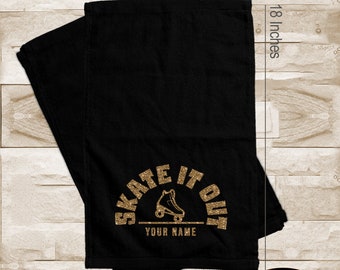Skate Towel with Glitter Print | Roller Skate Sweat Towel | Skate it Out Towel | Custom Skate Towel | Personalized Skate Towel