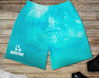 Aqua Diffused Skate Shorts Unisex | Skate It Out Aqua Diffused Print Shorts