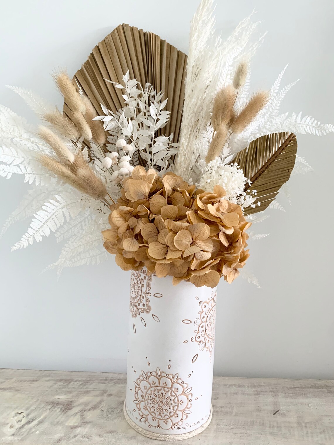 Dried Flowers Arrangement in Handcrafted Leather Vase Etsy