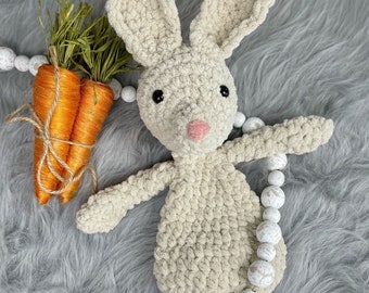 Crochet Bunny Lovey Woodland Baby Shower Gift Snuggler Bunny Gender Neutral Baby Gift Bunny Plushie Newborn Going Home Gift Bunny Snuggler