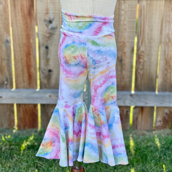 Tie Dye Baby & Toddler Bell Bottom Pants for Baby Stretchy Pastel Bell Bottoms Child Trendy Flare Pants for Girls Birthday Outfit