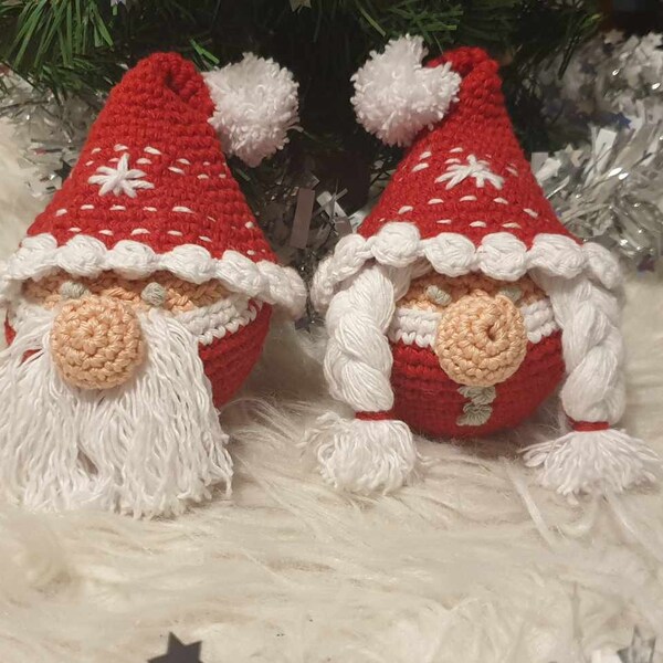 Couple gnome de Noël au crochet