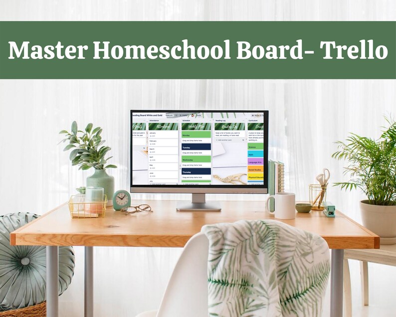 Master Homeschool Planner Gold and Green Trello Board Etsy