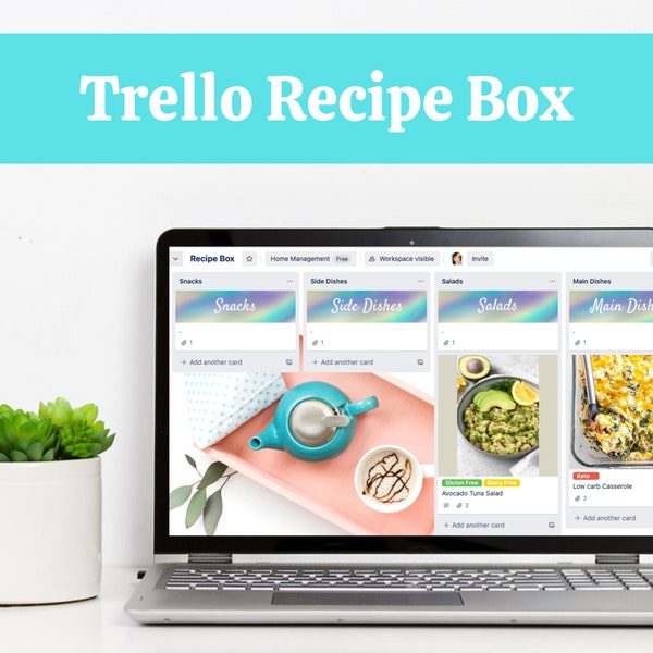 Boîte de recettes Trello, Planificateur de recettes, Modèle Trello, Tableau Trello, Planificateur numérique, Plan de repas, Planification des repas, Planificateur de repas hebdomadaire, Boîte de recettes