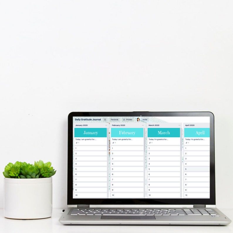 Trello Board, Digital Gratitude Journal, 2025 Gratitude Planner, Online