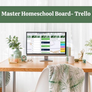 Master Homeschool Planner, Gold und Grün, Trello Board, Trello Template, Kanban, Homeschooling Planner, Online Planner,