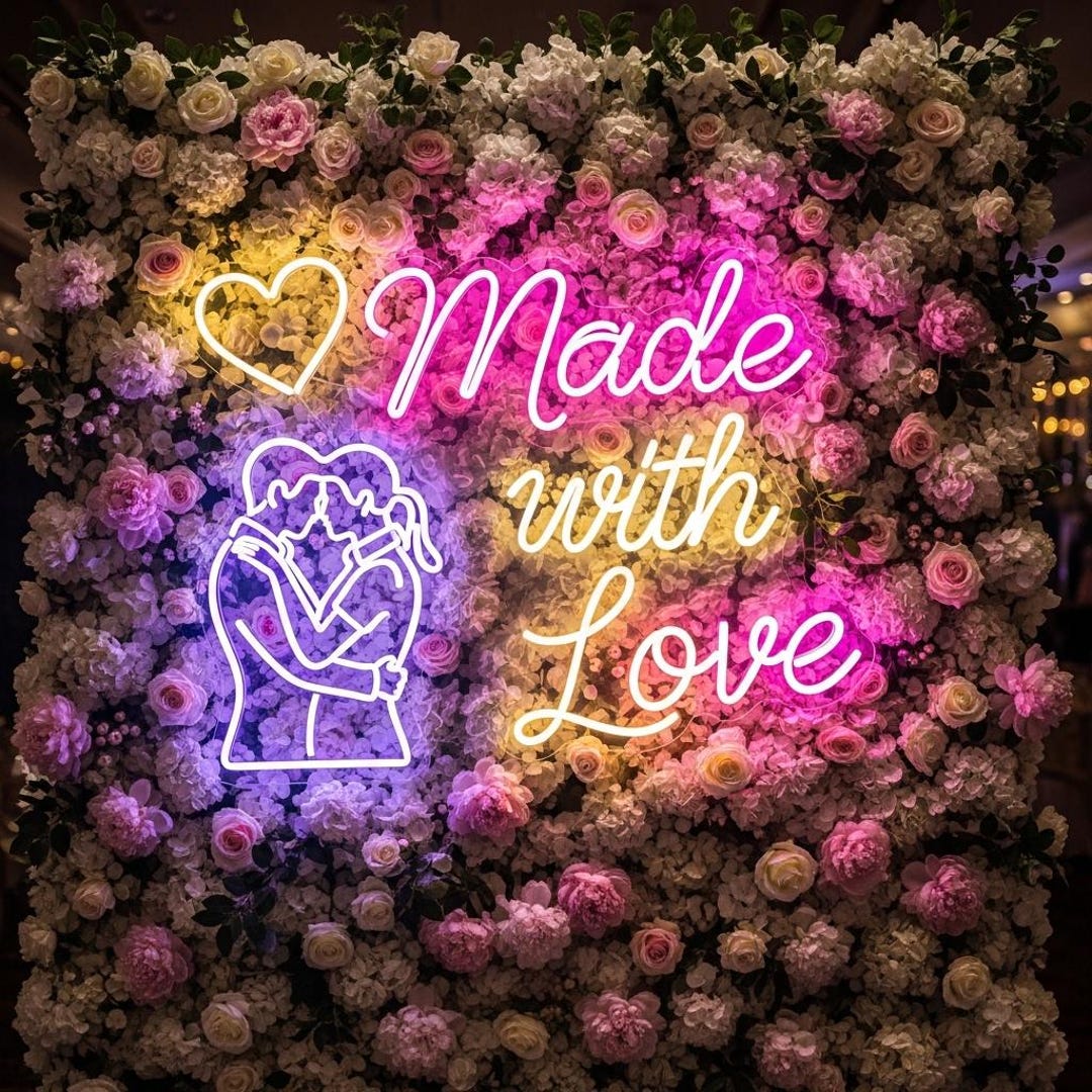 Modern Wedding LED Neon Sign for Reception Backdrop | Personalized Name ...