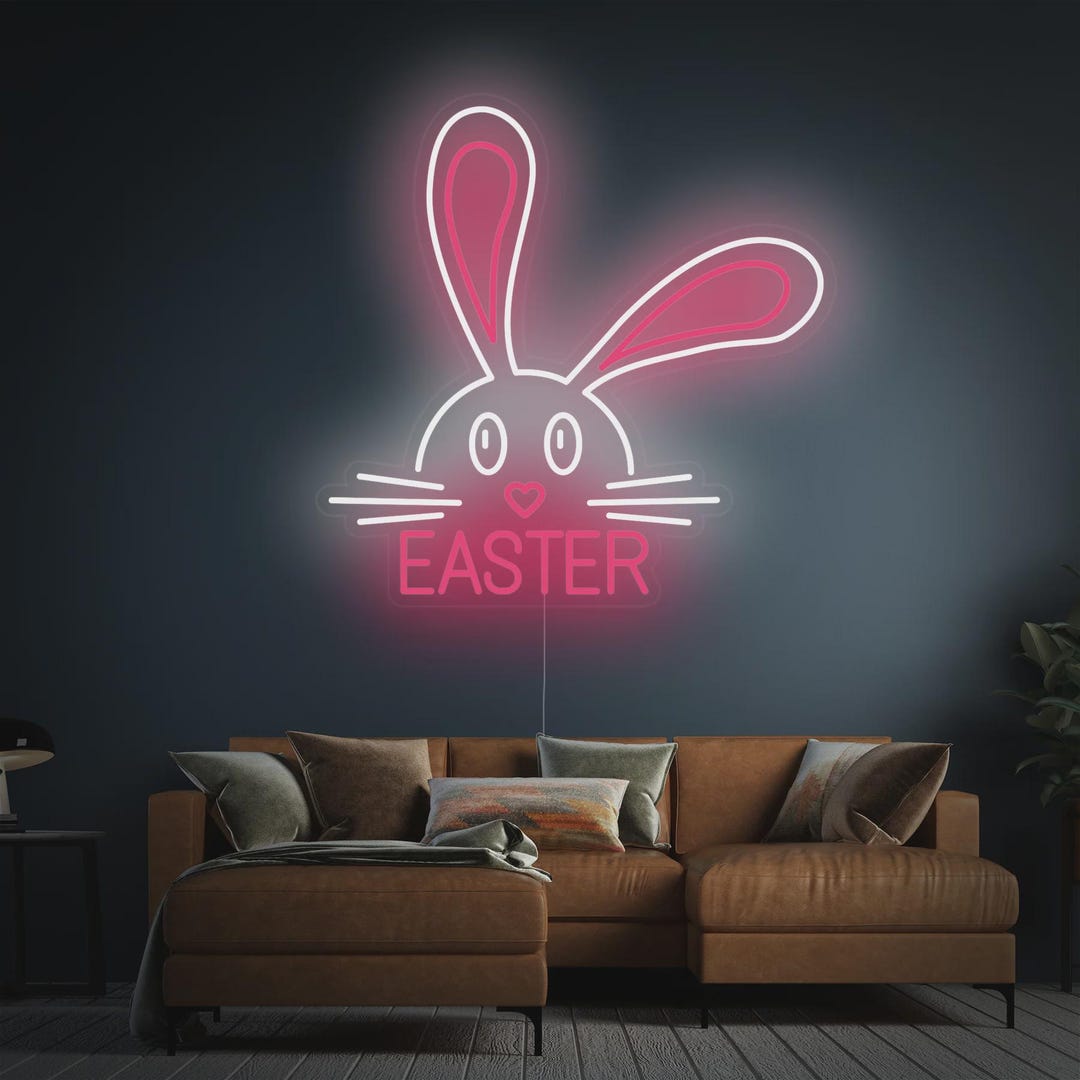 Easter Bunny Rabbit Neon Sign | Acrylic Sign | Led Neon Sign | Cartoon ...