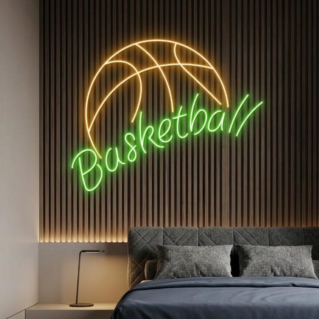 Led Basketball. Sign Basketball Neon Sign With Ball Decor, Basketball Room LED Wall Light ...