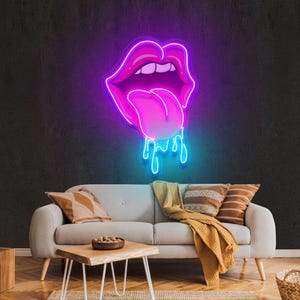Dripping Lips Neon Sign: LED Pop Art Wall Decor