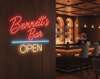 Custom Bar Name Neon Sign | Personalized Pub Name LED Neon Sign For Bar And Pub Wall Decor | Business Neon Light