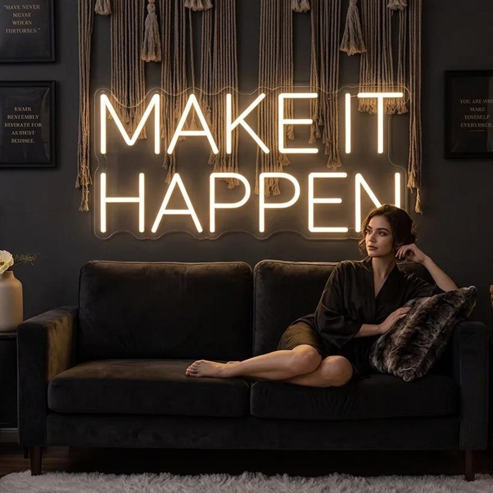 Led Signs Inspiration Make It Happen LED Neon Sign | Custom LED Neon Light | Inspirational ...