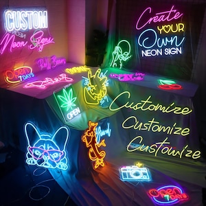 Letrero de neón con nombre personalizado, decoración de pared, letrero de neón para fiestas, letrero de neón para bodas, logotipo de neón para empresas, luz de neón LED, decoración del hogar, arte de neón