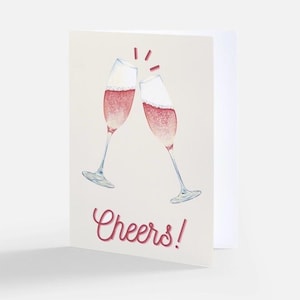 Cheers Champagne Greeting Card, Celebration Card, Birthday Card