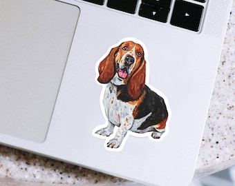 Pegatina de Basset Hound, regalo de Basset Hound, regalo para amantes de los perros, regalo para mamá perruna, pegatina para portátil