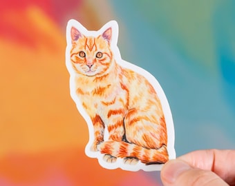 Pegatina de gato naranja, regalo de gato naranja, pegatina de gato atigrado, regalo para amantes de los gatos, regalo para mamá gata, pegatina para portátil, pegatina para amantes de los gatos