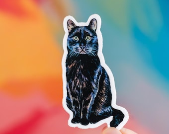 Pegatina de gato negro, regalo de gato negro, regalo para amantes de los gatos, regalo para mamá gata, pegatina para portátil, pegatina para amantes de los gatos