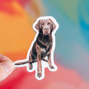 Chocolate Lab Sticker, Waterproof Vinyl Dog Decal
