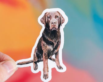 Chocolate Lab Sticker, Waterproof Vinyl Dog Decal
