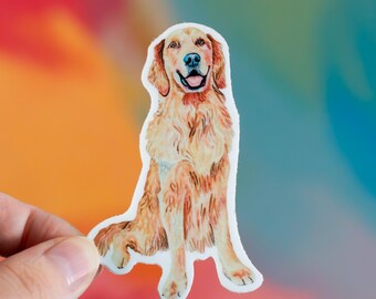 Pegatina de Golden Retriever, regalo de Golden Retriever, pegatina dorada, regalo para amantes de los perros, regalo para mamá perruna, pegatina para portátil, pegatina para botella de agua