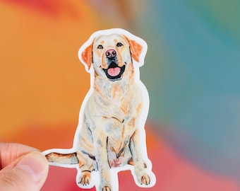 Pegatina de Labrador Amarillo, Regalo de Labrador Amarillo, Pegatina de Labrador Retriever, Regalo para Amantes de los Perros, Regalo para Mamás de Perros, Pegatina para Portátil, Regalo de Labrador