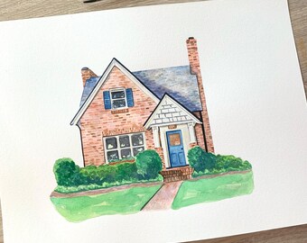 Pintura de casa personalizada, pintura de casa en acuarela, pintura para el hogar, regalo de inauguración de la casa, regalo de cierre de agente inmobiliario, retrato de casa a partir de una foto