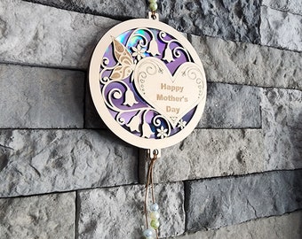 heart with flowers and butterfly suncatcher
