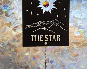 Tarot card suncatcher, wall hanging,  the sun, celestial, witchy, wall decor