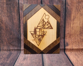 mountain, river, outdoor, geometric, gift, home decor, nature-inspired, nature.