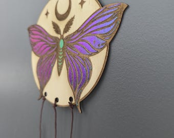 Laser Cut Luna Moth Wood Wall Hanging: Witchy Cottagecore Decor