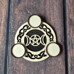 triple moon tealight candle holder, altar decor, pagan, witchy, gift, home decor
