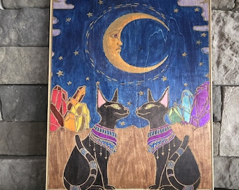 The Moon Tarot Card decor, wall art shelf sitter, gift, witchy decor, altar decor