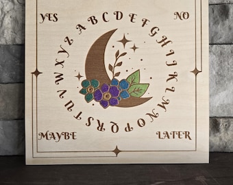Floral Moon Pendulum Board: Laser Engraved Divination Tool