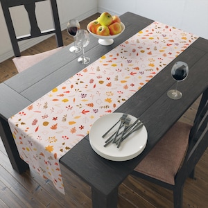 Autumn Floral Table Runner, Fall Decor, Thanksgiving Table Centerpiece, Boho Table Linens, Home & Kitchen Decoration, Cute Fall Linens