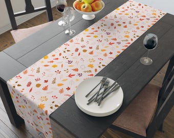 Autumn Floral Table Runner, Fall Decor, Thanksgiving Table Centerpiece, Boho Table Linens, Home & Kitchen Decoration, Cute Fall Linens