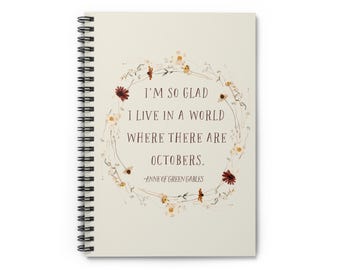 Anne of Green Gables October Inspirational Spiral Notebook, Motivational Journal, Gift for Writers, Study Planner, Book Lover's Diary