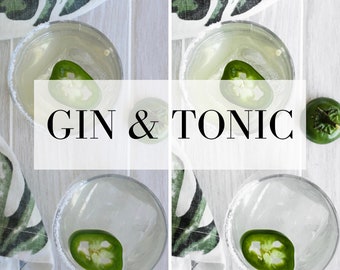 Ajustes preestablecidos de cócteles clásicos: Ajuste preestablecido de Lightroom para dispositivos móviles y computadoras de escritorio para gin tonic