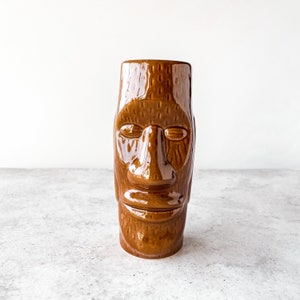 Brown Easter Islander Tiki Mug, Retro barware, Vintage vibes, Bar Styling, Cocktail props, tiki bar, tiki head, home bar