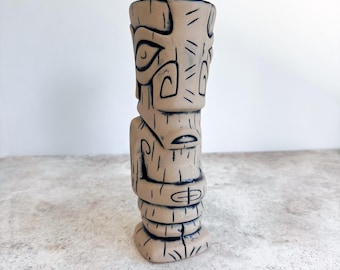 Very Rare Tiki Tony and Tiki Farm Rincon Trading Post Tiki Mug, Matte Bone, Navy Gloss Interior, Tiki Bar, Home Bar, Drinkware, Collectibles