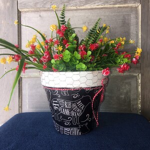 Clay potplanter gedecoupaged (decopodged) 7,5&quot; bloempot boerderijdieren delen middelpunt &quot;PLANTEN NIET INBEGREPEN&quot;